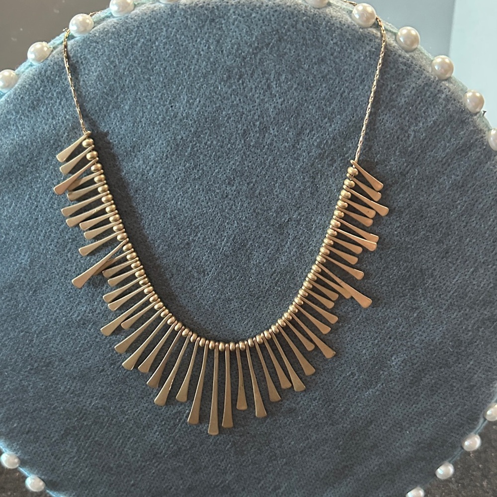 Gold Tone Fringe Bib Necklace - Women Jewelry
